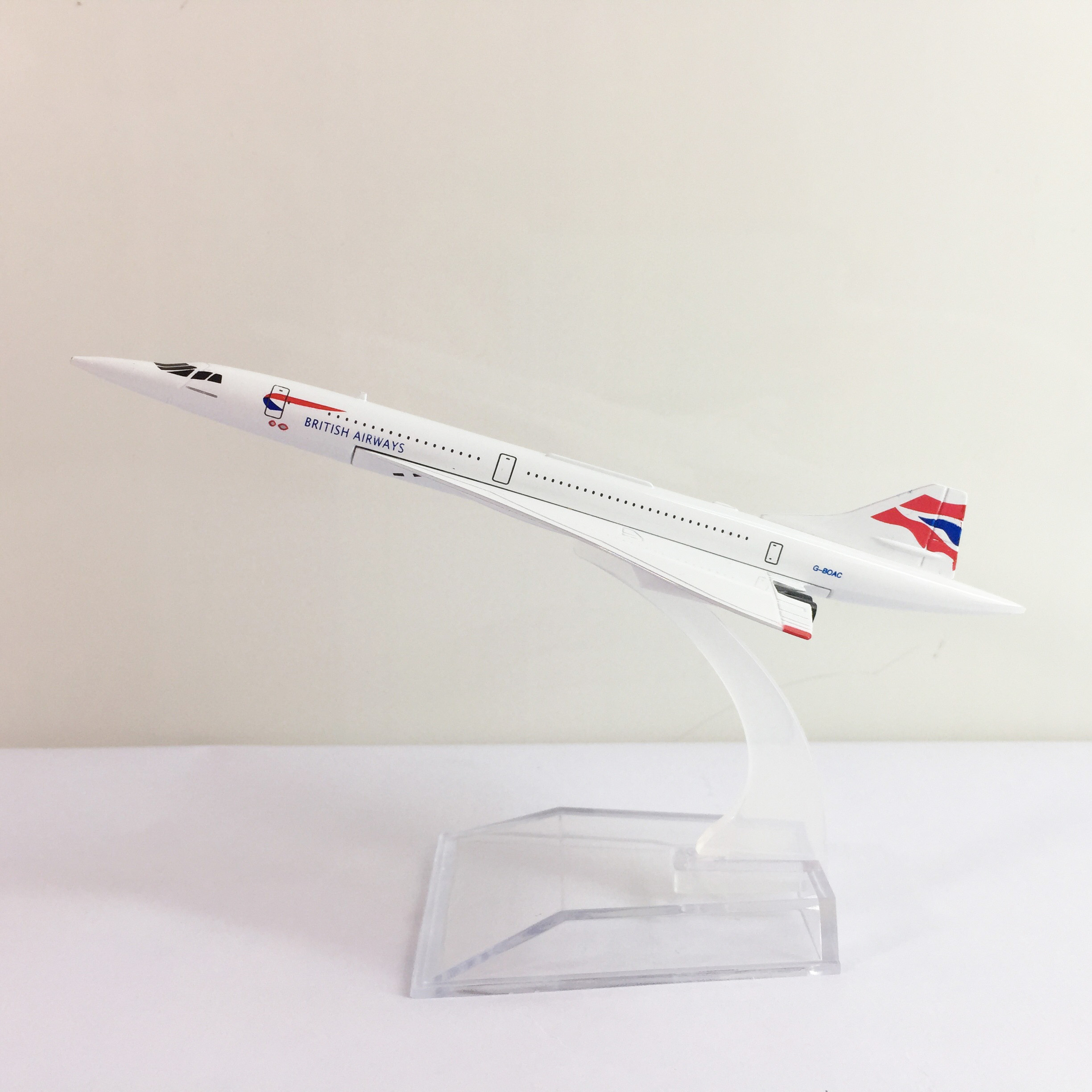 Mô hình máy bay kim loại dòng máy bay siêu thanh thương mại 16cm món quà tặng mô hình tĩnh die-cast trưng bày bàn làm việc, kệ ti-vi, giá sách