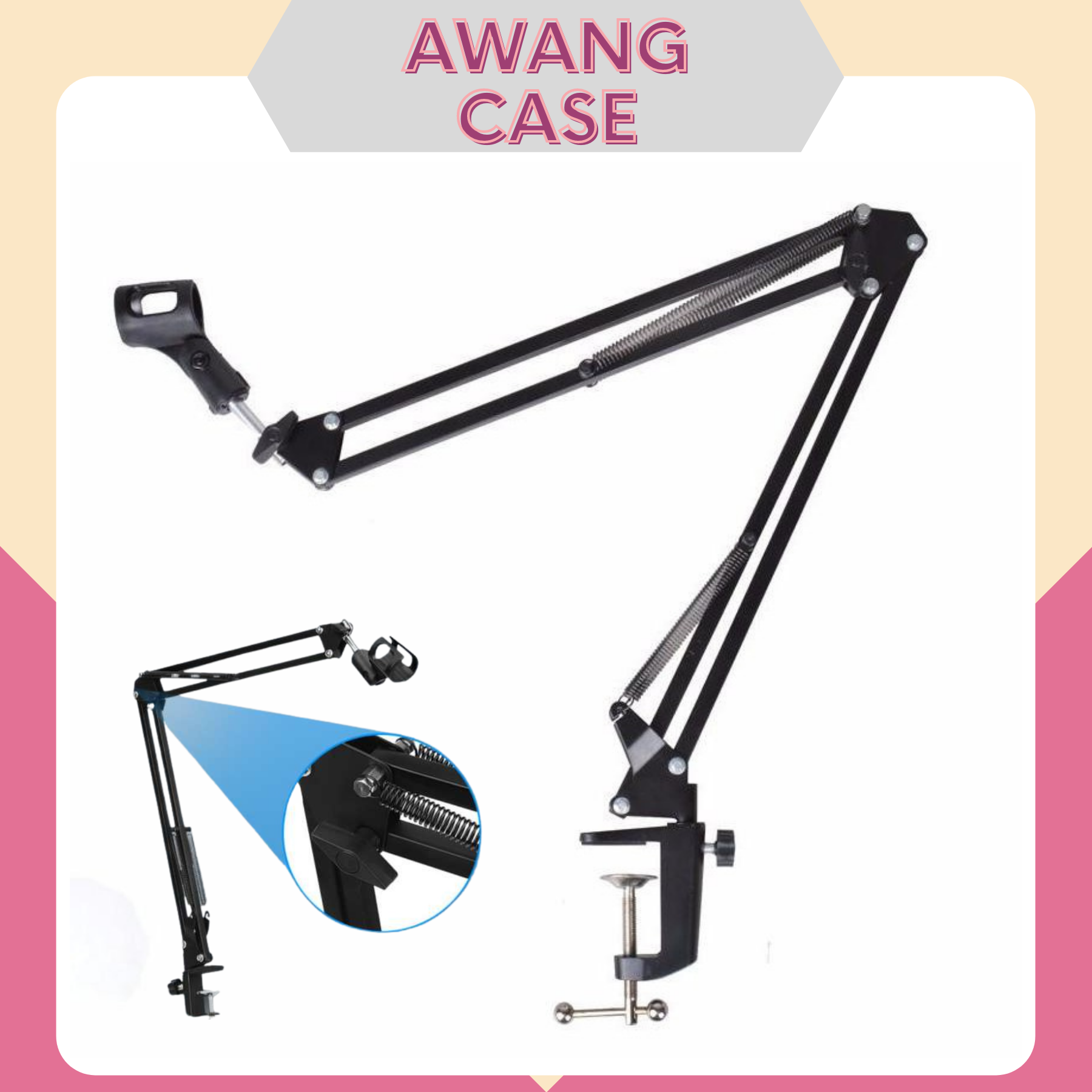 Chân kẹp mic thu âm - giá đỡ mic livestream - kẹp bàn treo mic đa năng