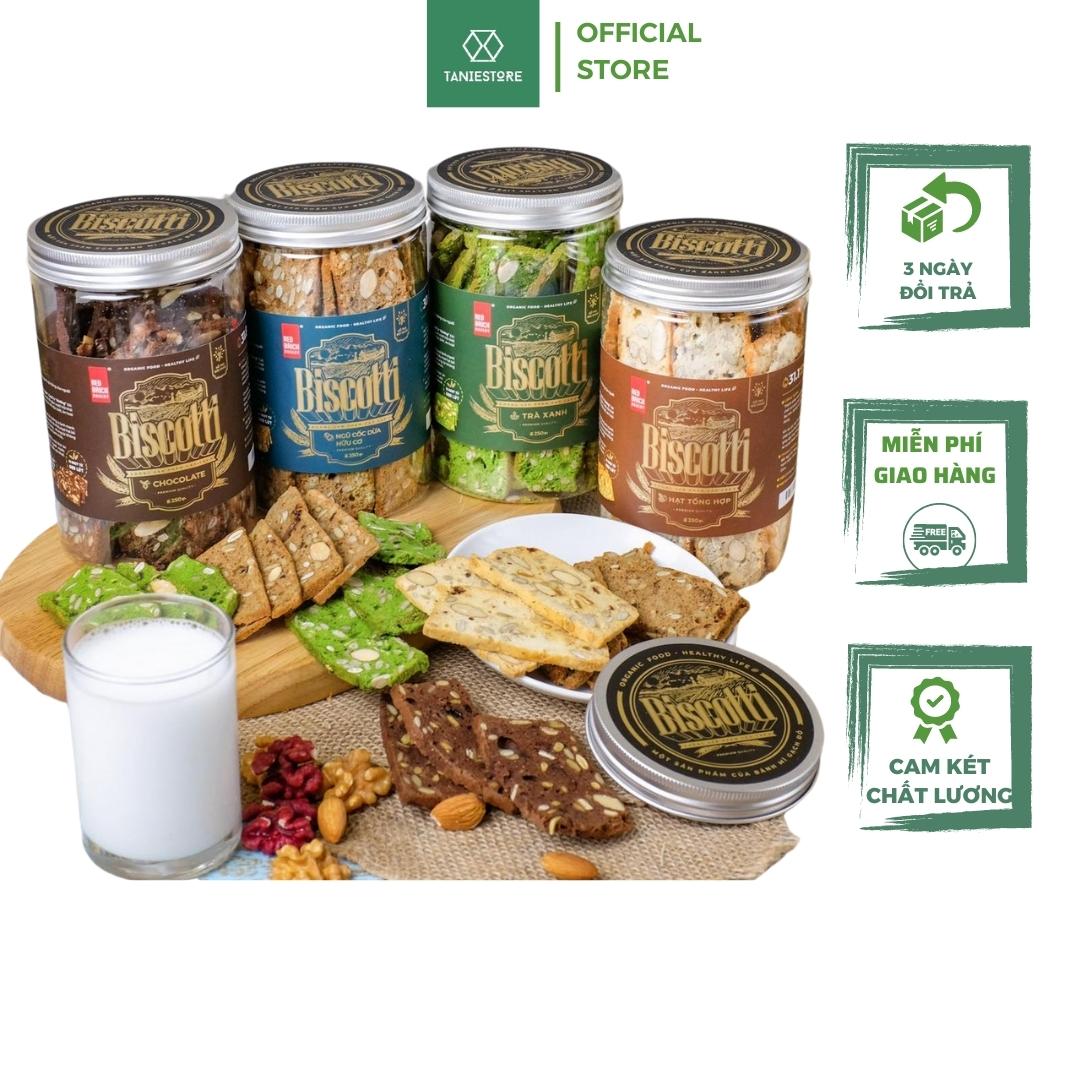 Bánh biscotti gạch đỏ 250g - hỗ trợ giảm cân, ăn kiêng, bánh cho người tiểu đường