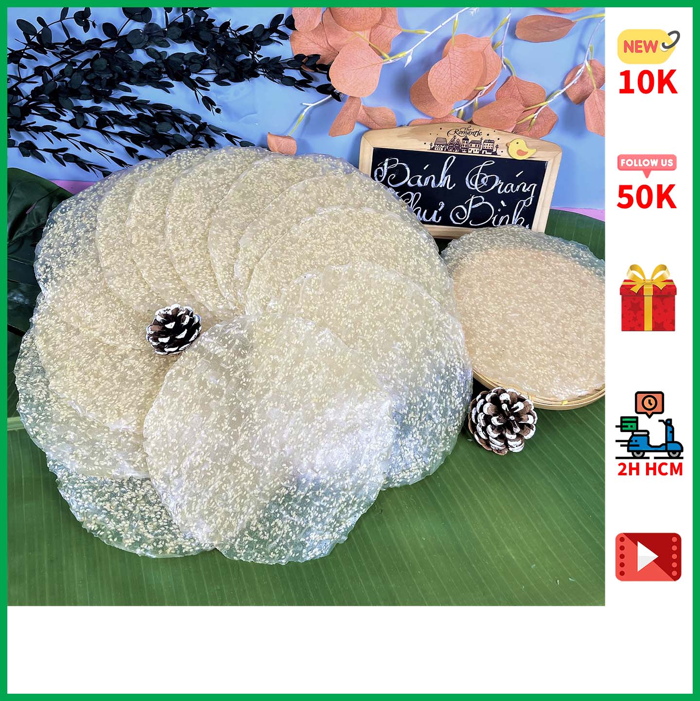 Bánh Tráng Nướng MÈ TRẮNG Như Bình  Size 22cm Chưa Nướng Thơm Ngon BAO HẾT MÂM