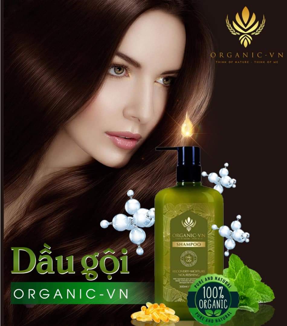 Dầu Gội ORGANIC VN Trị Gàu Vảy Nến Nấm Da Đầu Tóc Gãy Rụng Hư Tổn Xơ Rối