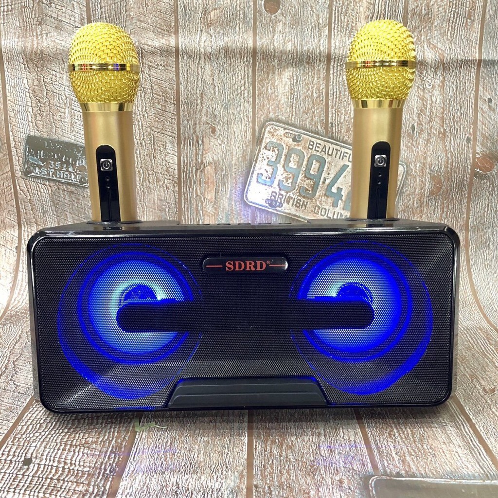 Loa nhật công suất lớn - loa bluetooth karaoke sdrd sd-301+ kèm 2 mic không dây hát cực hay tiện mang đi du lịch,hát gia đình, loa kẹo kéo kraoke.bảo hành 1 năm.