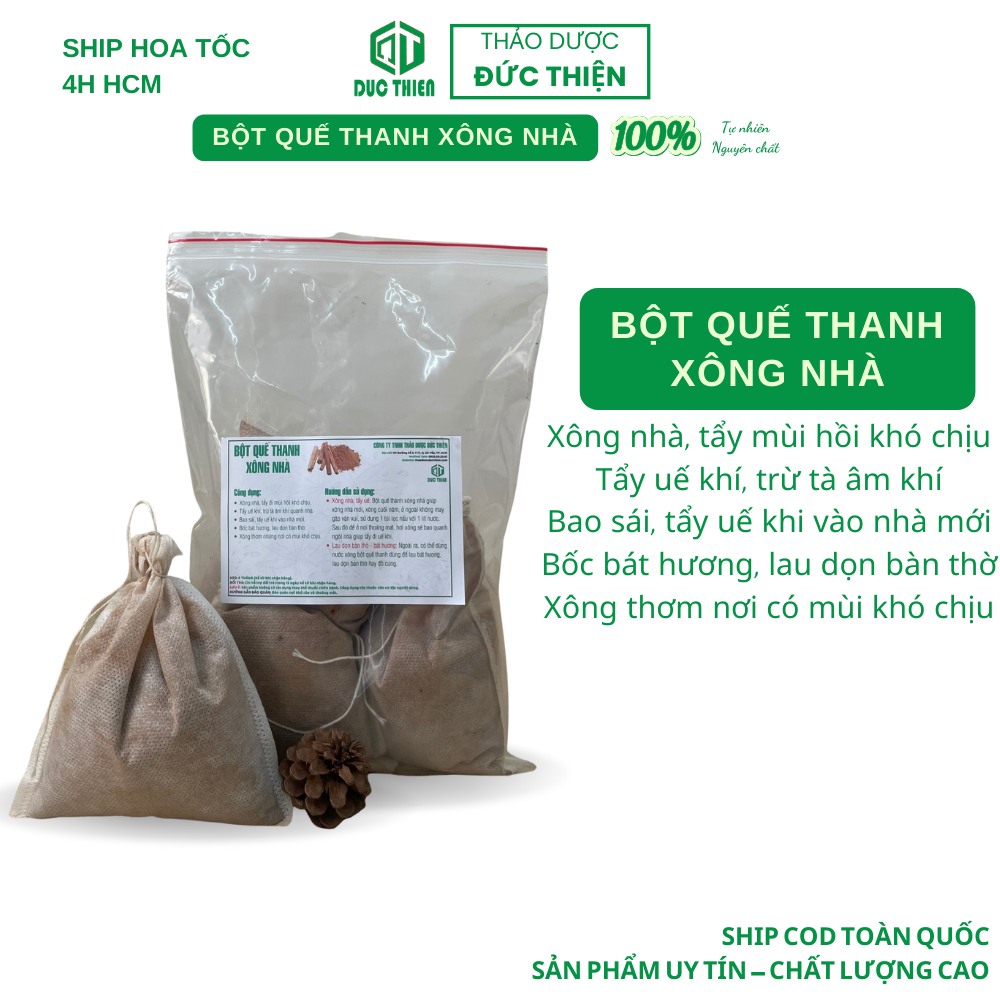 Bột quế thanh xông nhà đức thiện - xông nhà, tẩy mùi hôi, ẩm mốc, xông thơm, tẩy uế khí