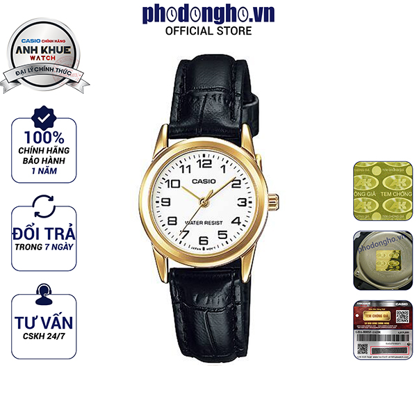 Đồng hồ nữ dây da Casio Anh Khuê LTP-V001GL-7BUDF