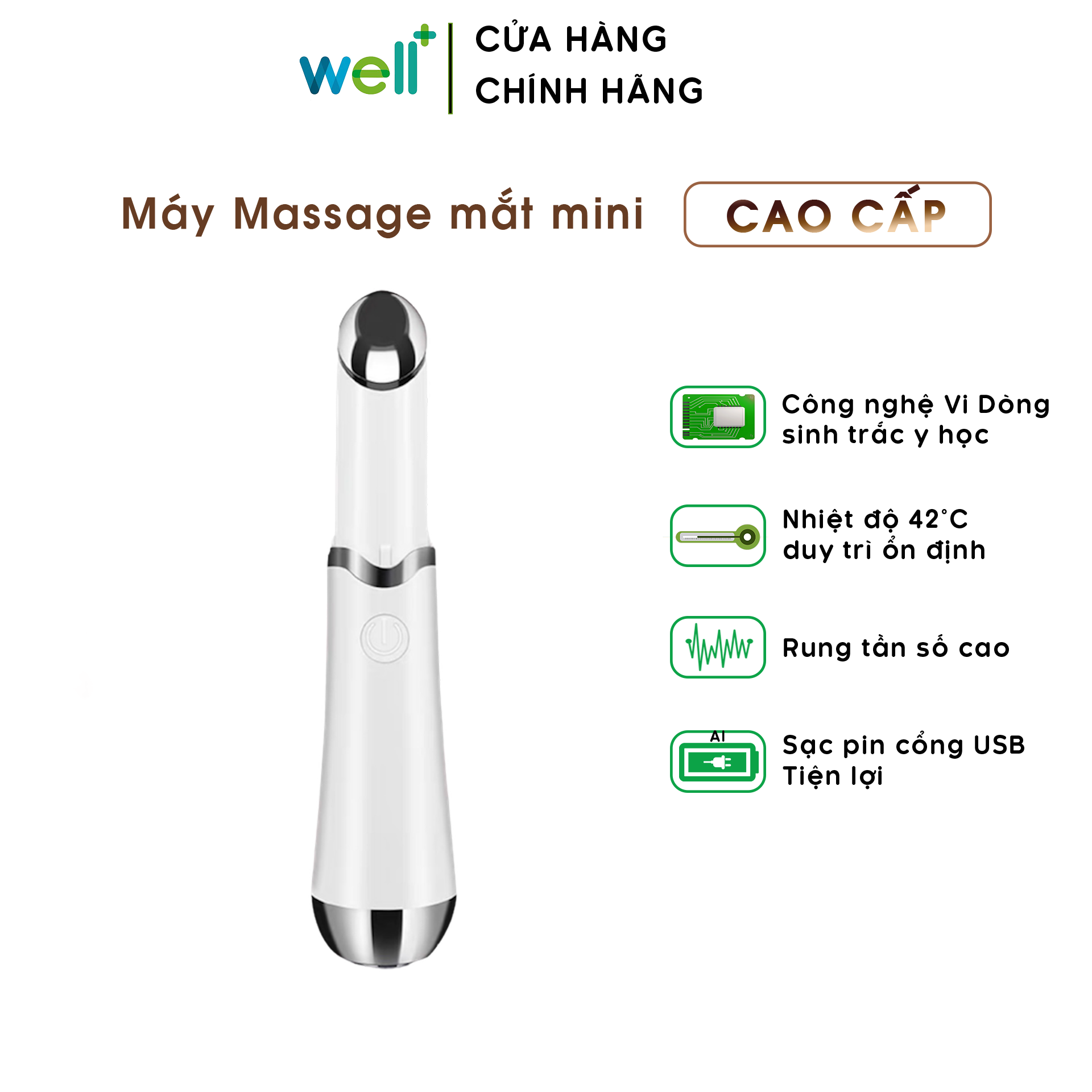 Máy massage mắt mini cao cấp, máy mát xa mắt làm giảm nếp nhăn quầng thâm, bọng mắt