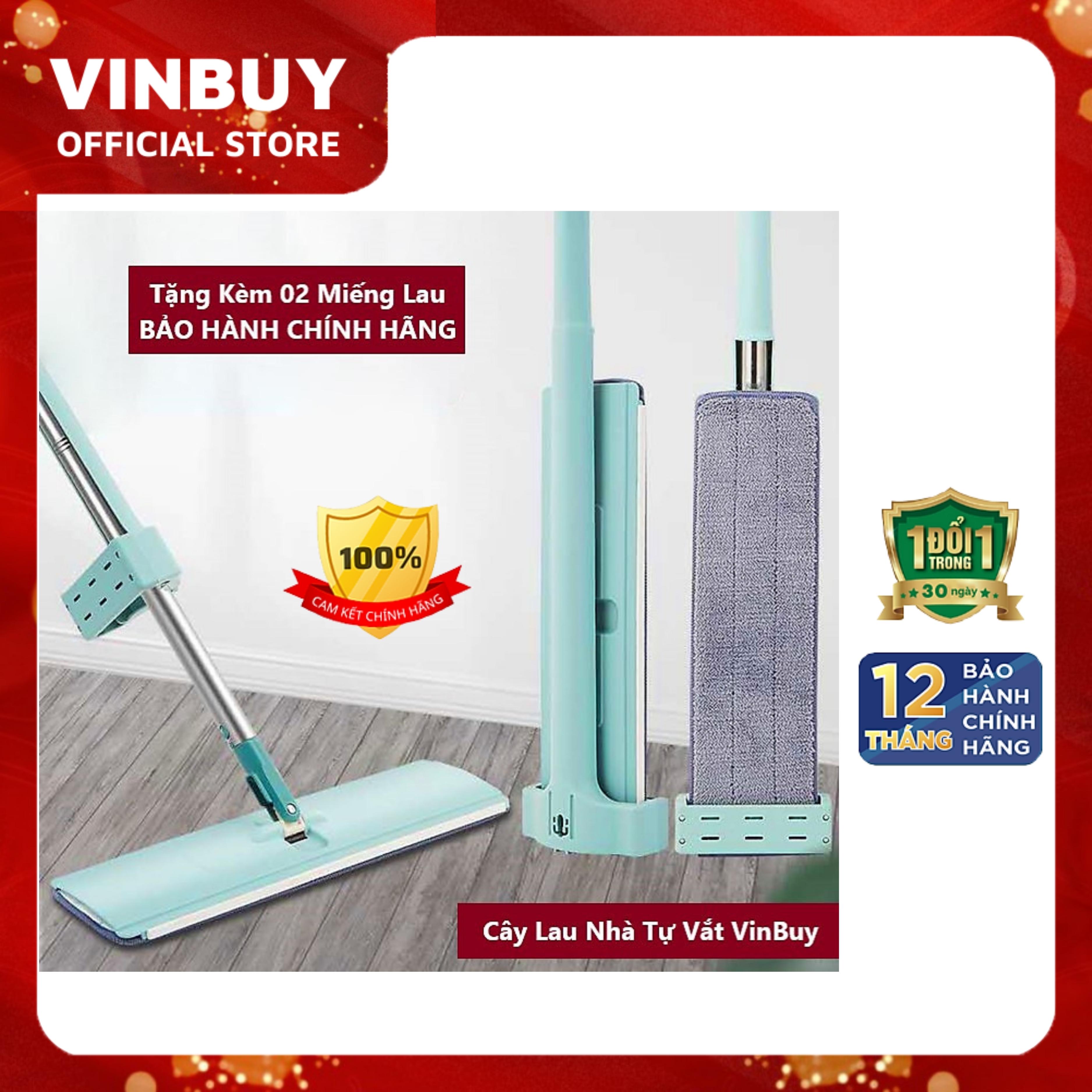 Cây Lau Nhà Tự Vắt, Chổi Lau Nhà Thông Minh, Tặng Kèm 02 Miếng Lau Microfiber Dày Dặn Lau Sạch Khô Nhanh - Hàng Chính Hãng VinBuy