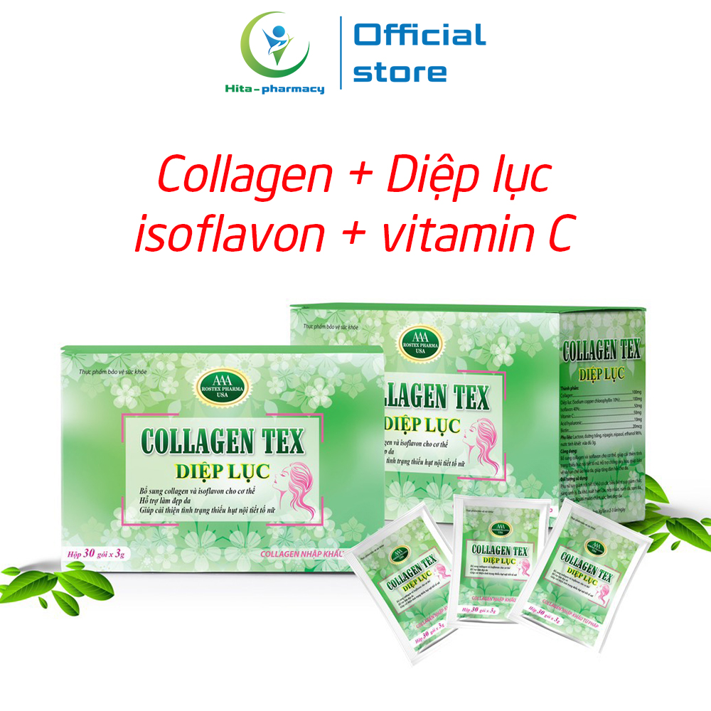 Cốm Collagen Cần Tây Diệp Lục giúp đẹp da, giảm nám sạm da, chống lão hóa - Hộp 30 gói