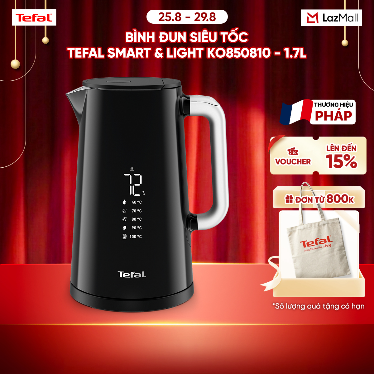 Bình đun siêu tốc Tefal Smart & Light KO850810 - 1.7L