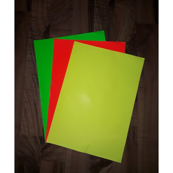 Giấy decal a4 màu phản quang - xấp 100 tờ