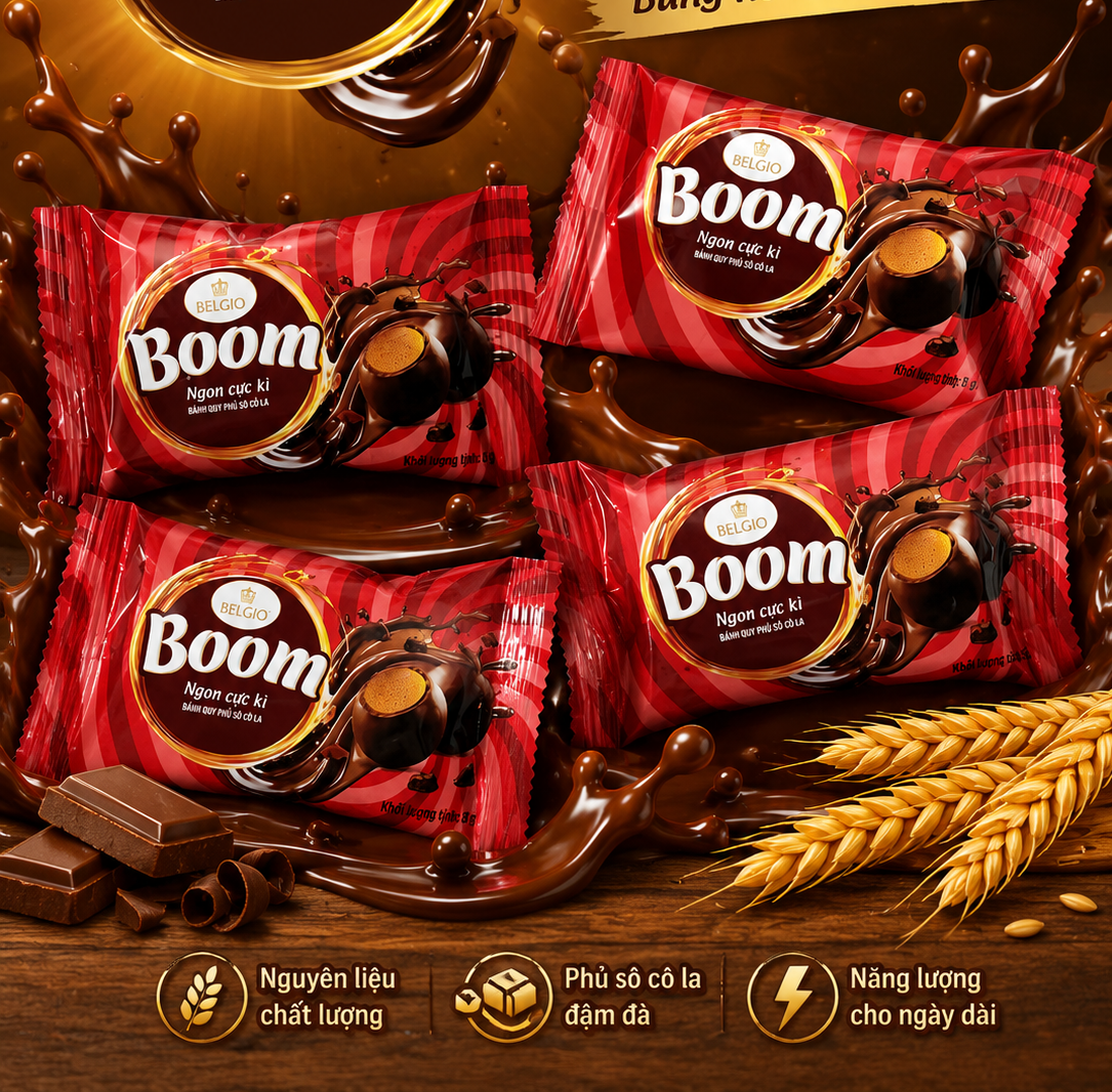 10 gói kẹo socola Belgio Boom
