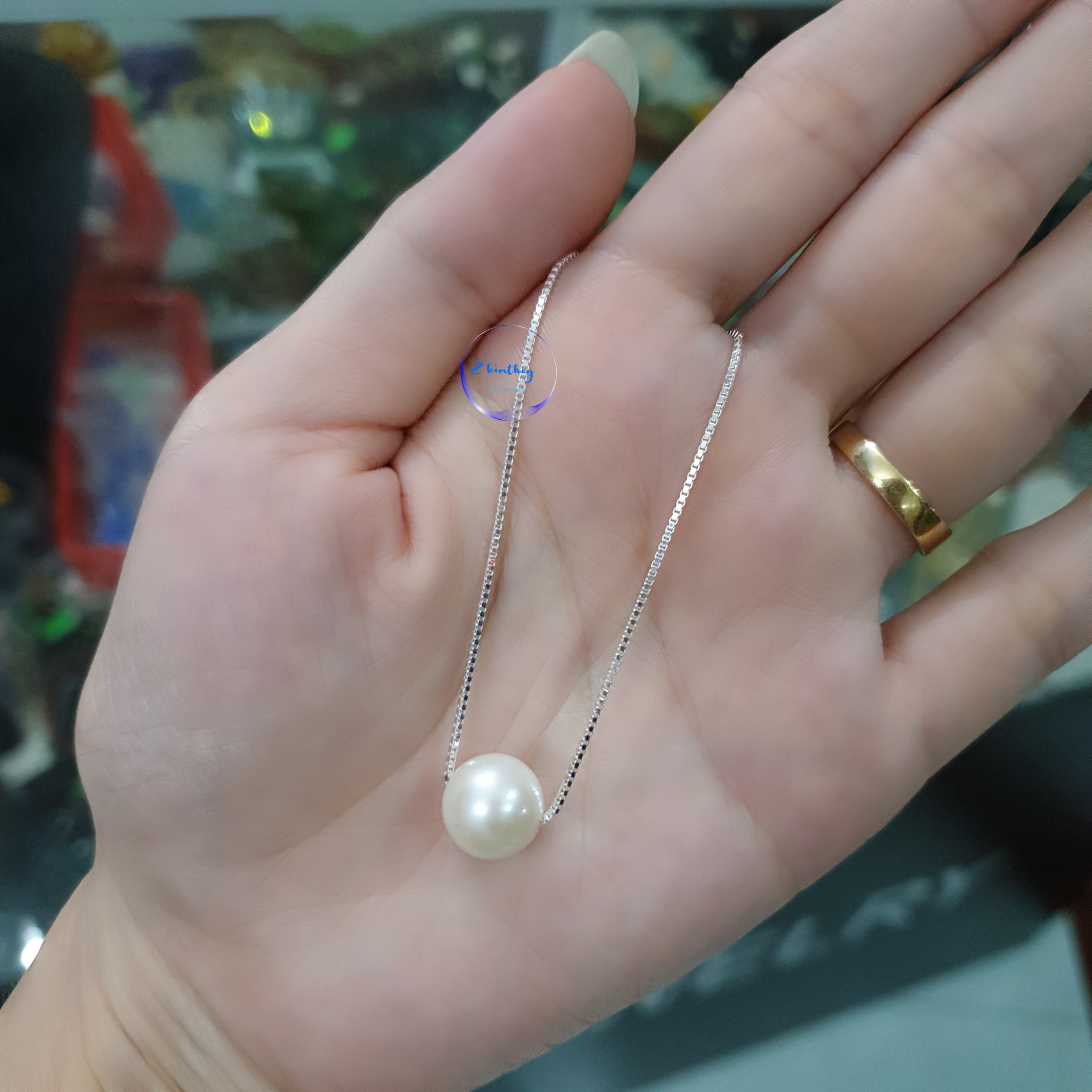 Dây chuyền Bạc Ngoc trai thật nước ngọt