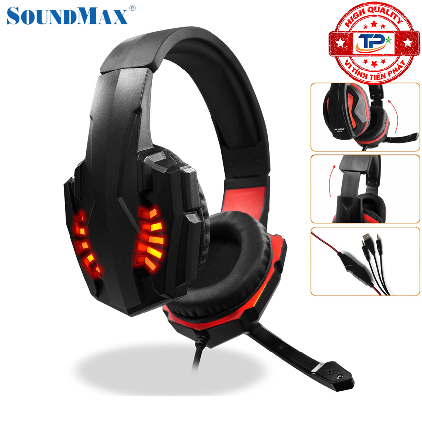 Tai nghe chuyên game chụp tai soundmax ah-315 chuyên nghiệp có led - headphone ah315
