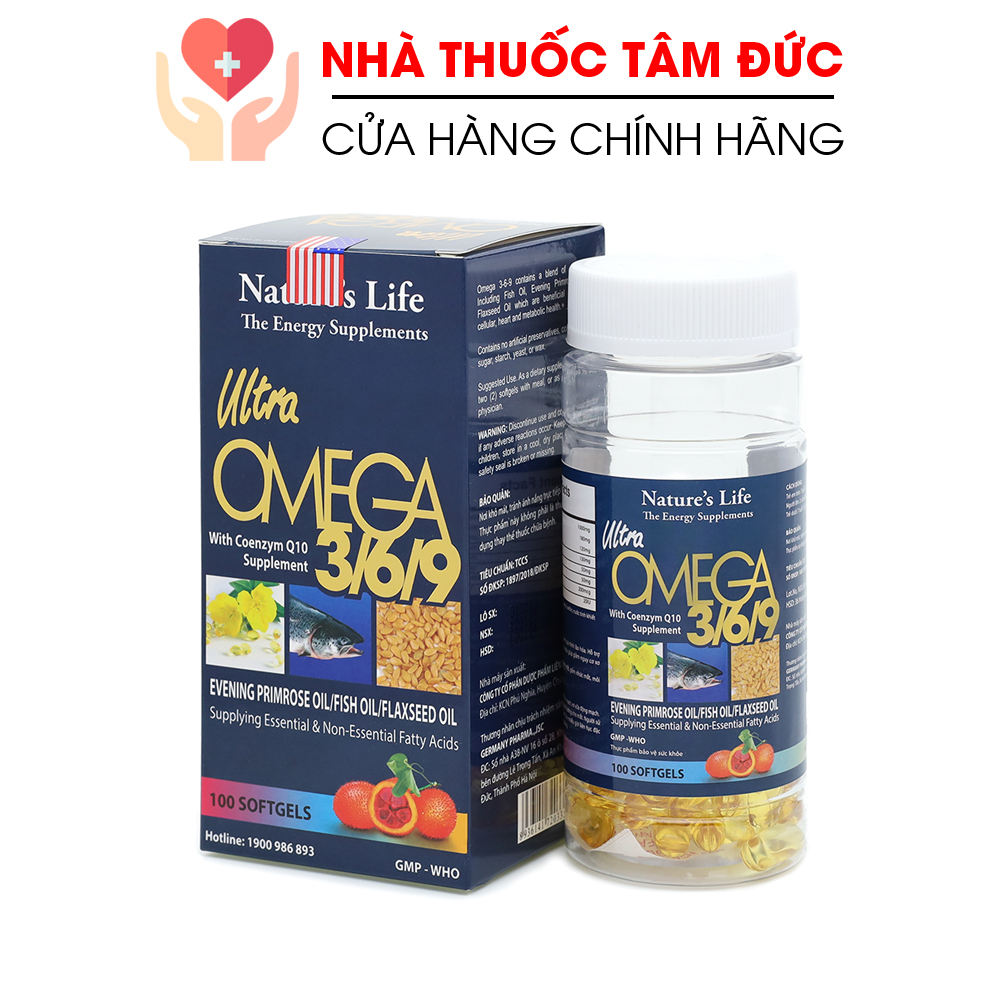 [HCM]Viên dầu cá Omega 369 Nature Life Bổ não sáng mắt khỏe mạnh tim mạch tăng cường trí nhớ - Hộp 100 viên