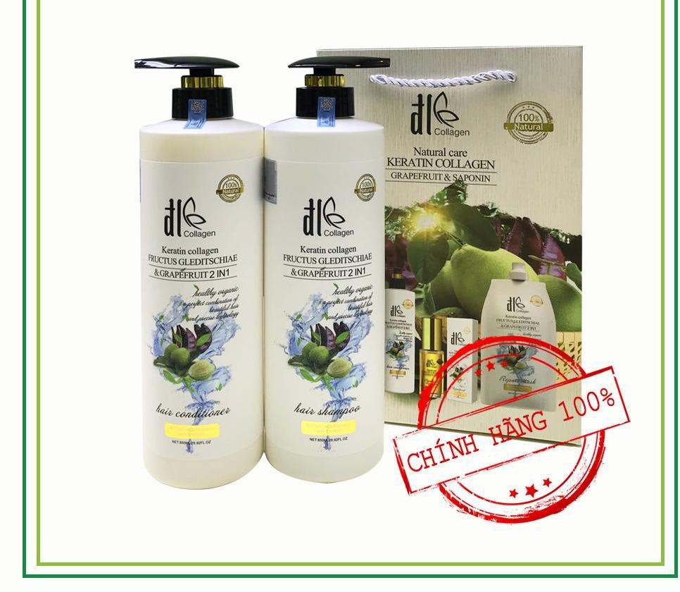 [TEM CỔ CHAI] Bộ Dầu gội rụng tóc và kích thích mọc tóc ĐL Collagen tinh chất bồ kết và vỏ bưởi