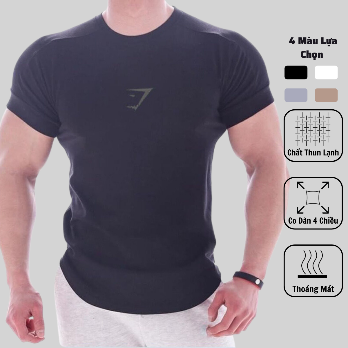 Áo thun thể thao nam phối vai bo tay gymshark