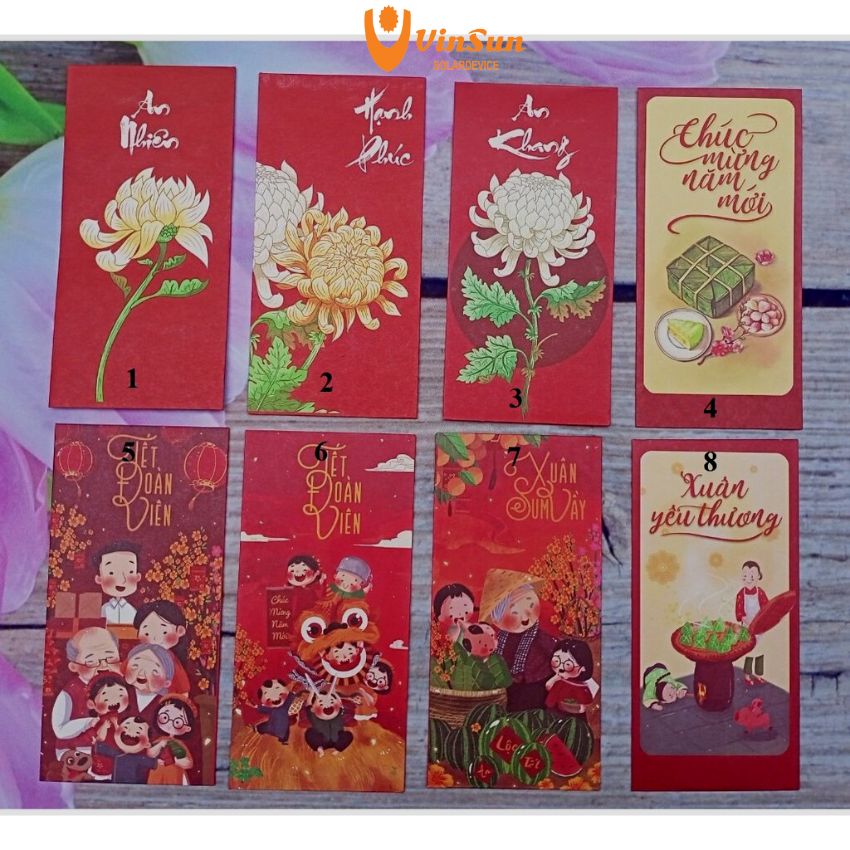 Combo bao lì xì tết đẹp hotrend đón xuân 2023 bao lì xì đa dạng kích thước đúc vừa tờ 500k lì xì may mắn, xuongdenvinsun