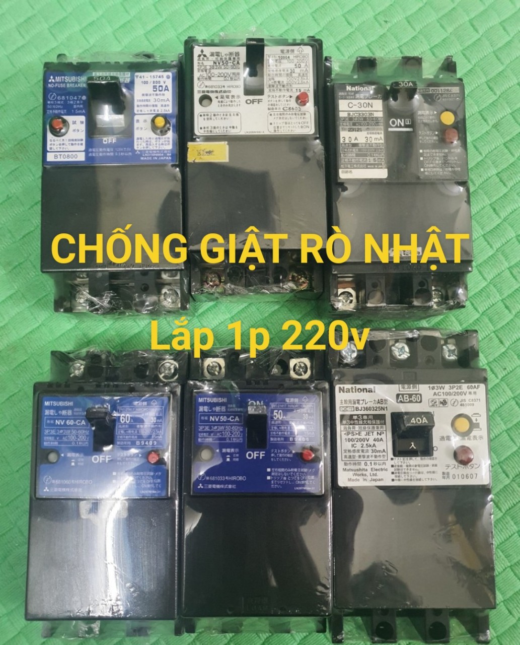 CB CHỐNG GIẬT NHẬT BẢN XỊN 40A 50A -APTOMAT CHỐNG GIẬT LẮP 220V