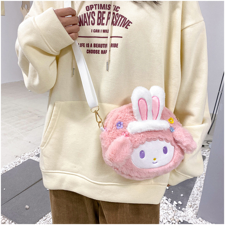 Túi đeo chéo Thỏ Bông Melody siêu cute, Túi Thỏ Hồng đeo vai phong cách lolita Nhật bản dễ thương