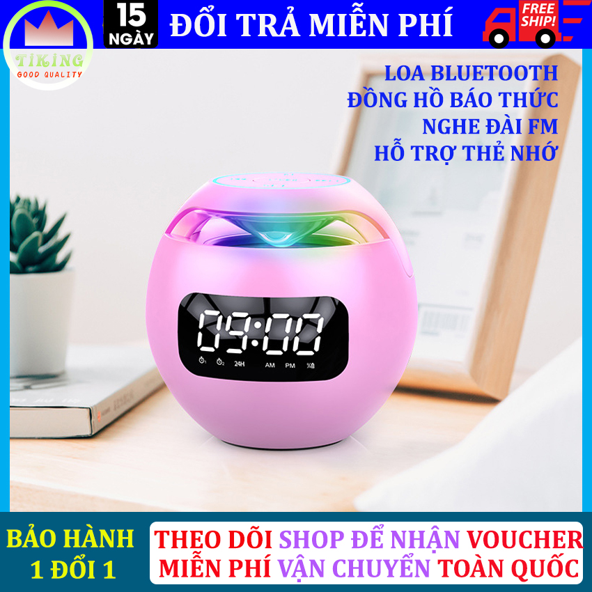 Loa bluetooth không dây mini Earise G90 S, loa không dây 3 trong 1 kiêm đồng hồ báo thức và đèn ngủ, loa đồng hồ màn hình led hiển thị giờ và pin, loa không dây bluetooth seu bass siêu trầm