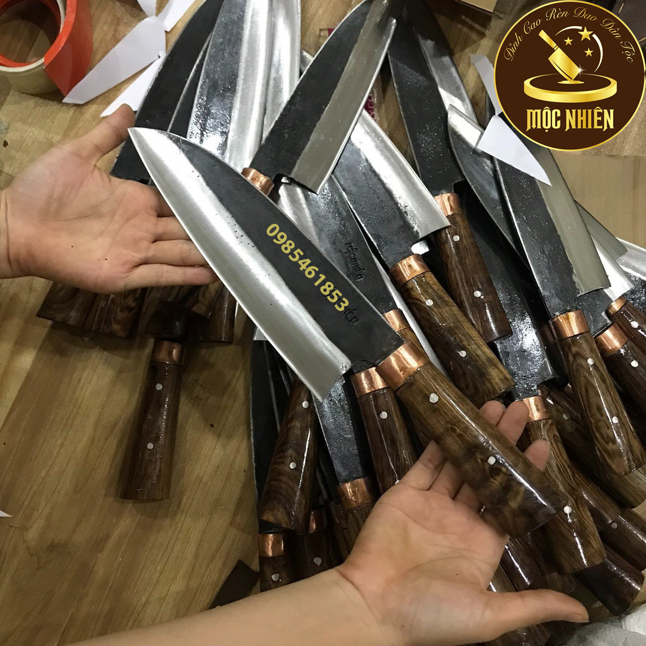 Dao Bếp Phúc Sen Mộc Nhiên, Dao Deba Kiểu Nhật Được Rèn Từ Nhíp Ô tô, Dao Thái, Lọc, Thịt, Cá, Rau, Củ Quả - Mã: DB11