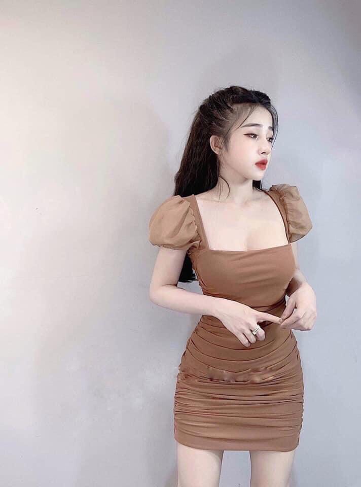 TDD [ Mẫu Mới] Đầm Body Tay Phối Voan Kiếng Cổ Vuông ( Chất Liệu Voan ) Mẫu Free size Từ 40Kg Đến 56Kg Thời Trang Nữ