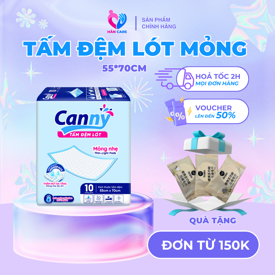 [ 55*70 ] Tấm Đệm Lót Mỏng Nhẹ Canny Bảo Vệ Chống Tràn, Tấm Đệm Lót Mỏng Siêu Mềm Mại, Thấm Hút, Kích Thước Lớn  Ngăn Dịch Tràn Ra Grap Giường