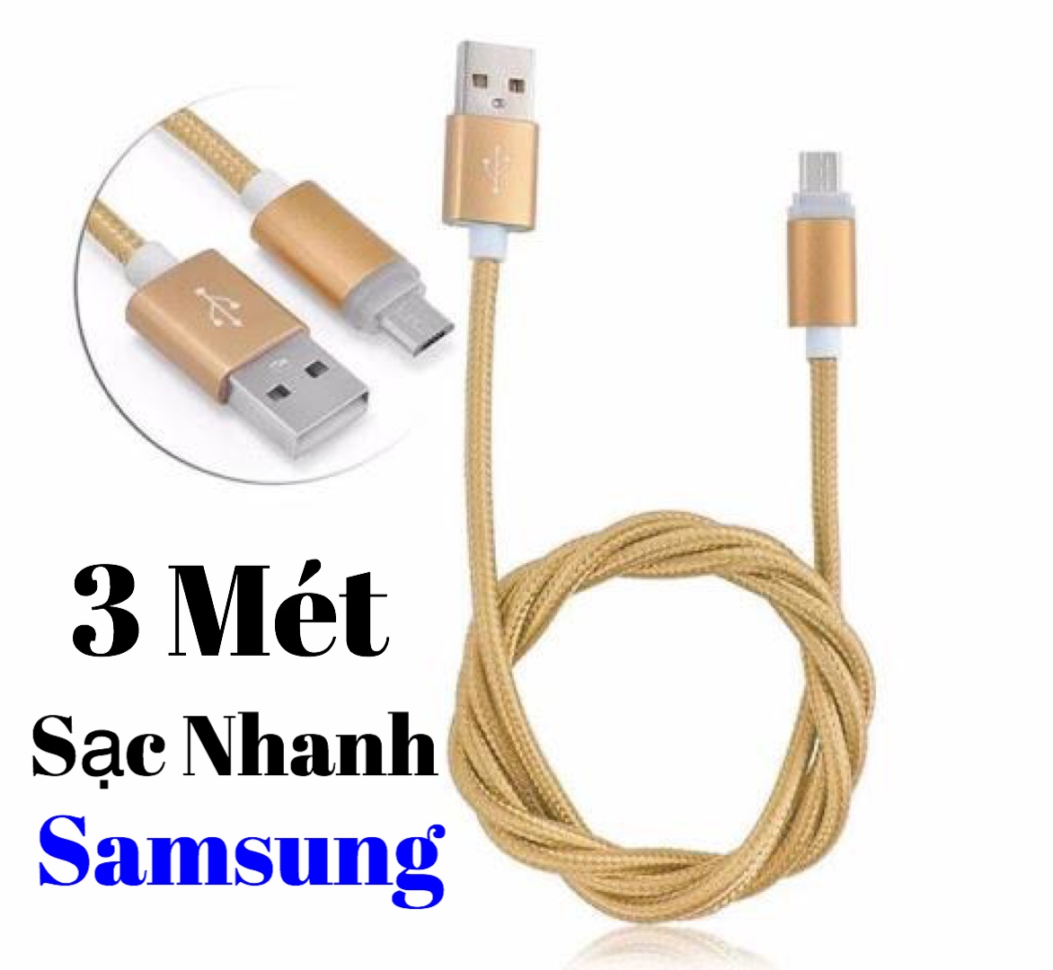 [ LOẠI TỐT ] CÁP SẠC Android HỖ TRỢ SẠC NHANH - DÂY DÀI 3 MÉT - DÂY DÙ CHỐNG GÃY - SẠC TẤT CẢ CÁC DÒNG SAMSUNG CỔNG MICRO