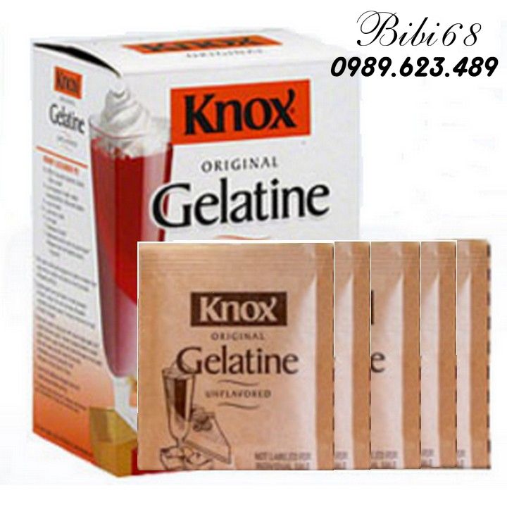 Bột Gelatine  nhập khẩu Mỹ combo 4 gói làm bánh kẹo dẻo thạch (4x7g)