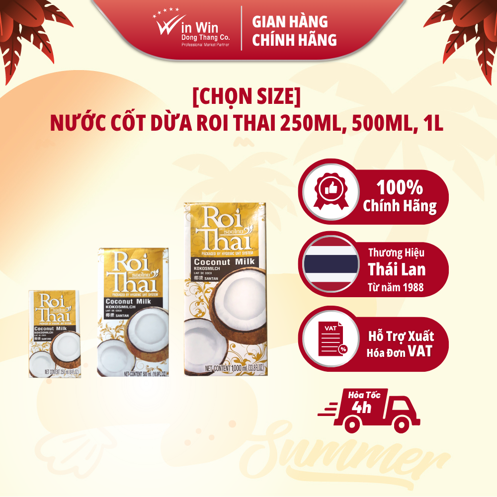 [CHỌN SIZE] Nước Cốt Dừa Roi Thai 250ml, 500ml, 1L - Nhập Khẩu Thái Lan