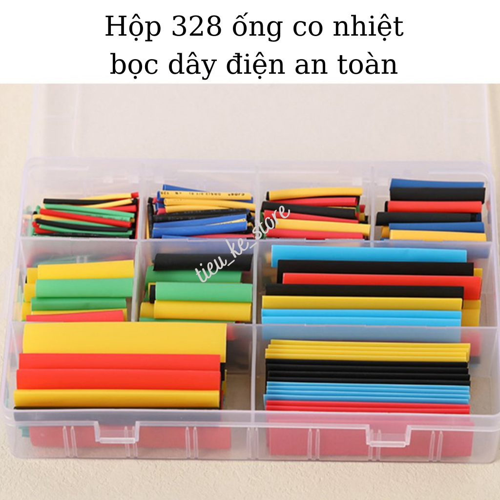 Hộp 328 ống gen Polyolefin co nhiệt bọc cách điện an toàn, chịu nhiệt tốt từ -55 đến 125 độ C, nhiều kích thước, màu sắc