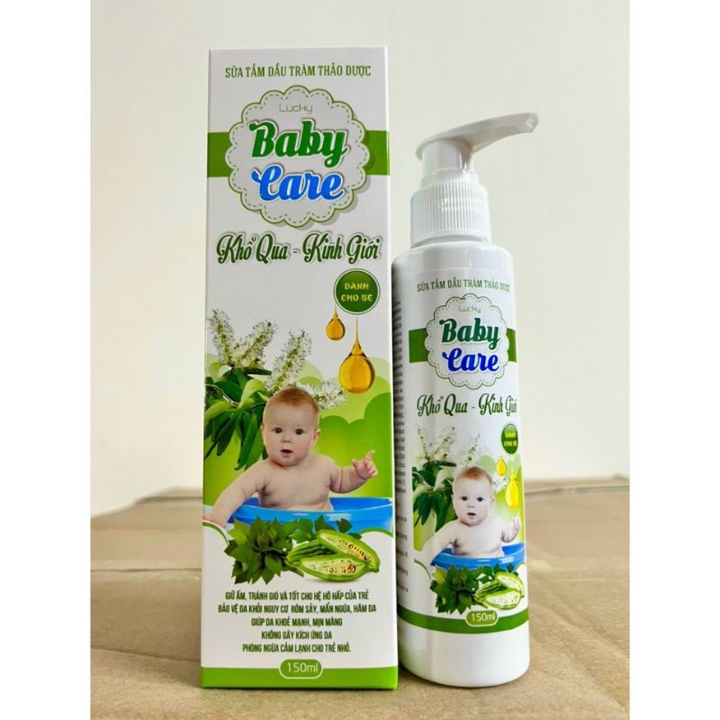 Sữa Tắm Dầu Tràm Thảo Dược BABY CARE Khổ Qua kinh Giới cho bé 150 ml, giúp làm sạch dịu mát da, ngăn ngừa rơm sảy ở trẻ