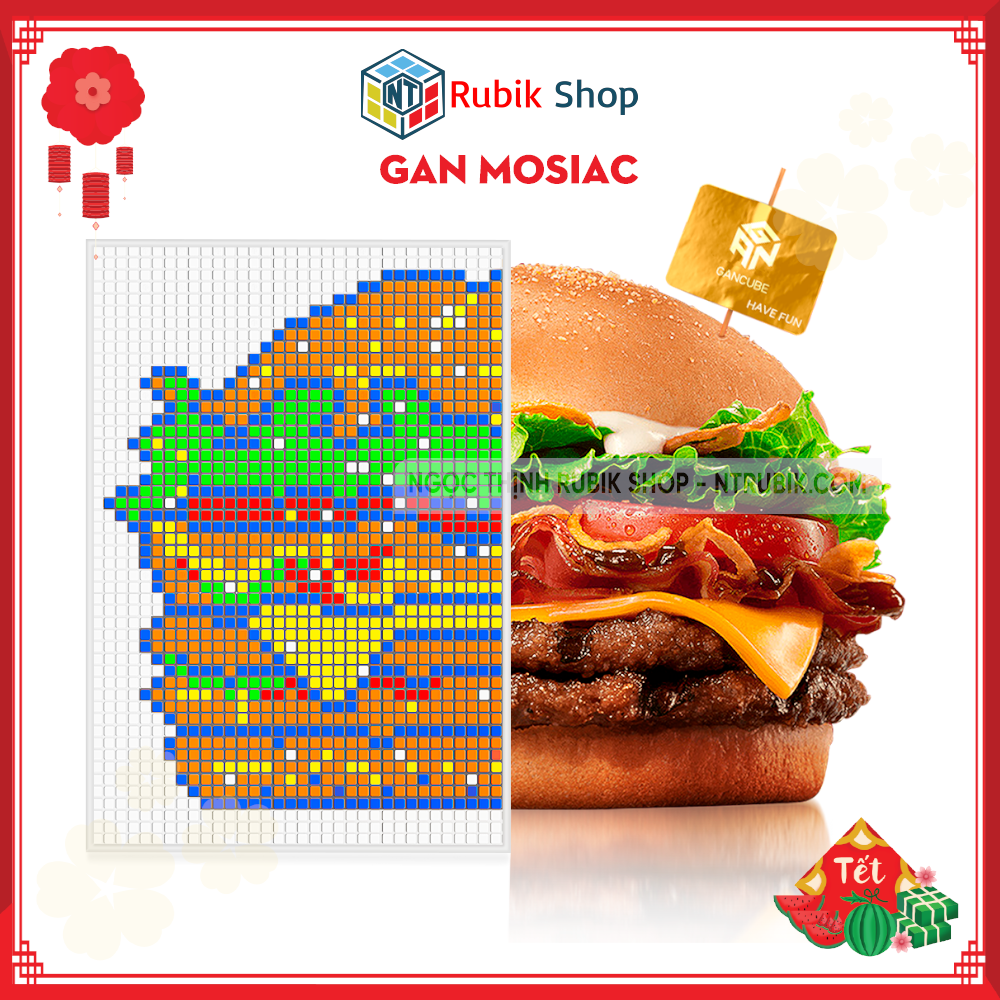 Rubik 3x3 gan mosiac- đồ chơi trí tuệ xếp hình - khối lập phương 3 tầng - xếp tranh bằng rubik