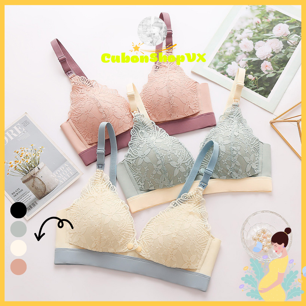 Áo ngực bà bầu 221 Áo lót cho con bú và sau sinh chống chảy xệ Áo bra nâng ngực Ren phối Su không gọng CubonShopVX