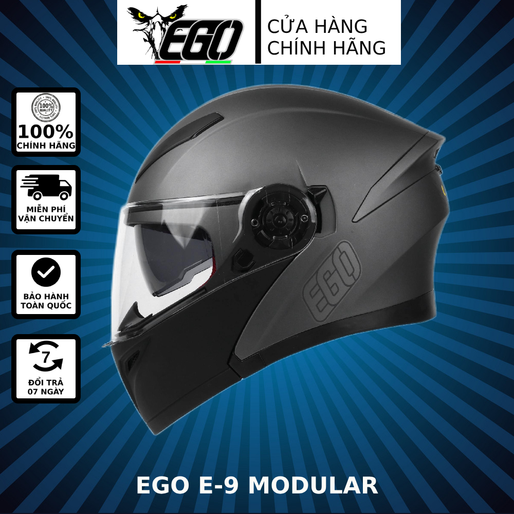Mũ bảo hiểm Lật hàm EGO E9 Màu xám titanium