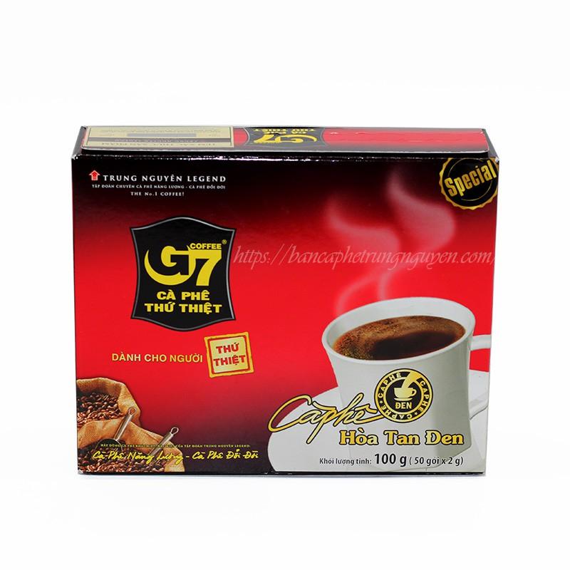 Cà phê g7 đen không đường hộp 50 gói cafe hoà tan trung nguyên