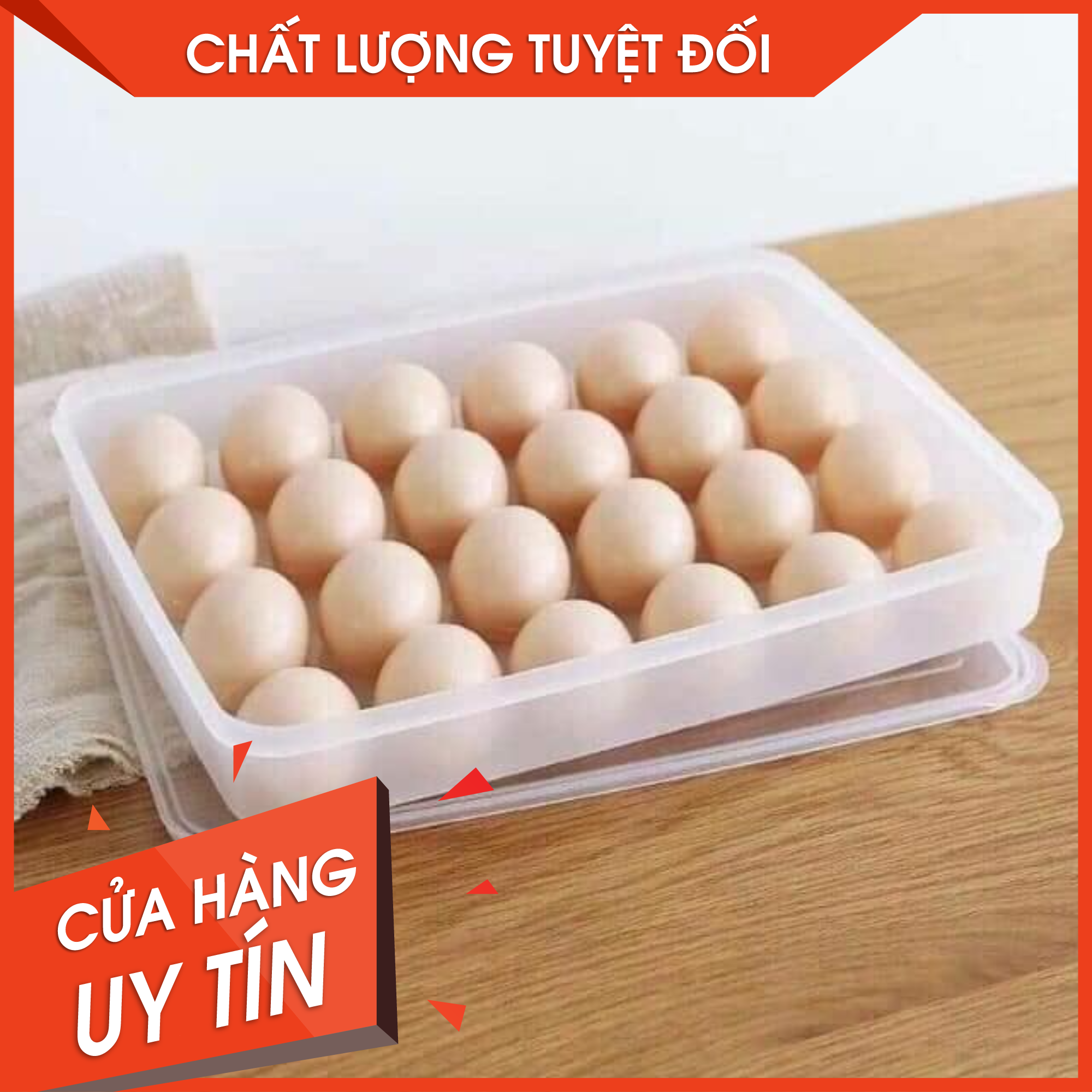 Hộp Khay Đựng Trứng 1 Tầng Có Nắp Đậy, Khay Chứa 24 Quả, Có Thể Xếp Chồng, Hàng Việt Nam Chất Lượng Cao, TITM32
