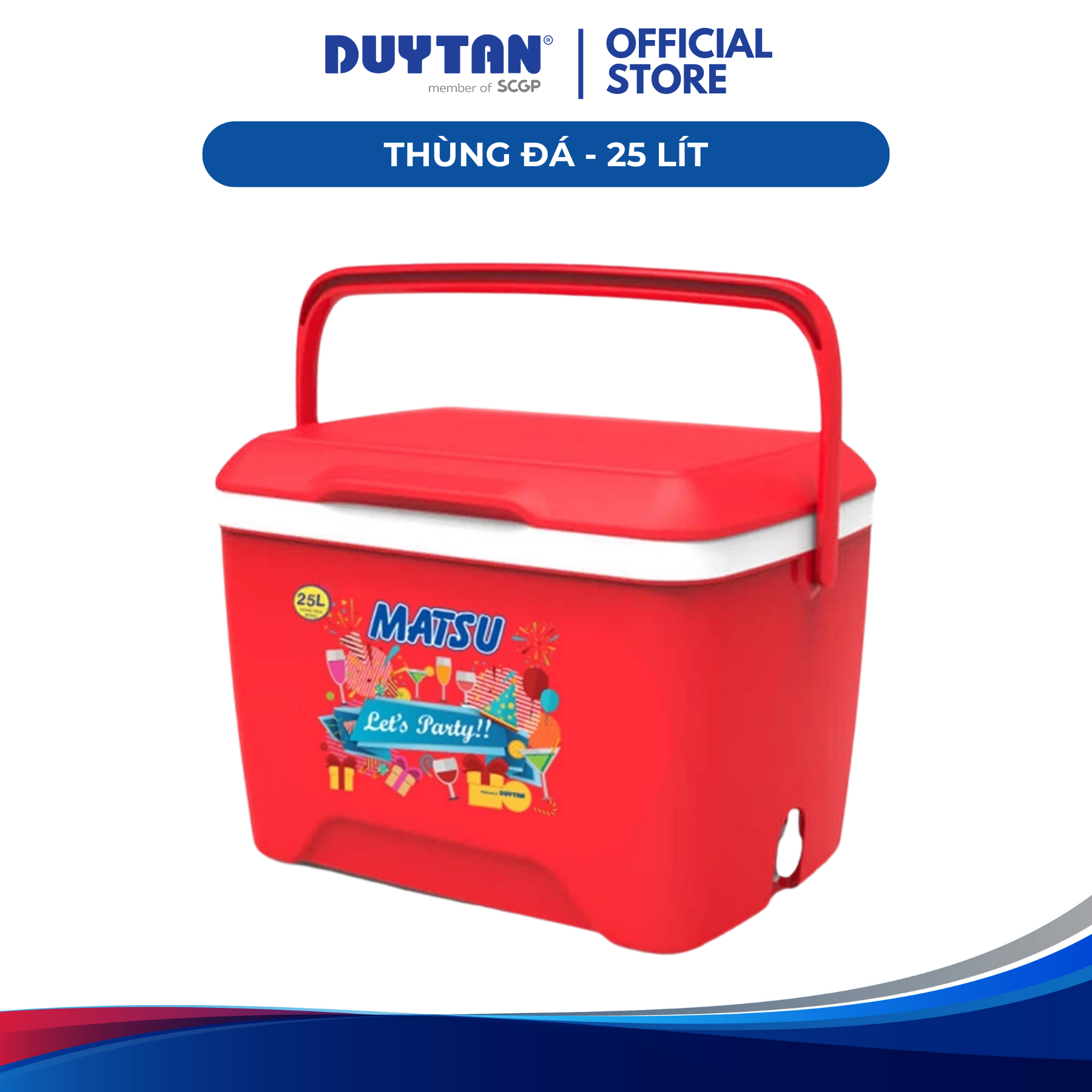 Thùng đá 25, thùng đá giữ lạnh, ủ lạnh lên đến 48h, nhựa Duy Tân kiểu dáng vuông nhỏ gọn, chắc chắn