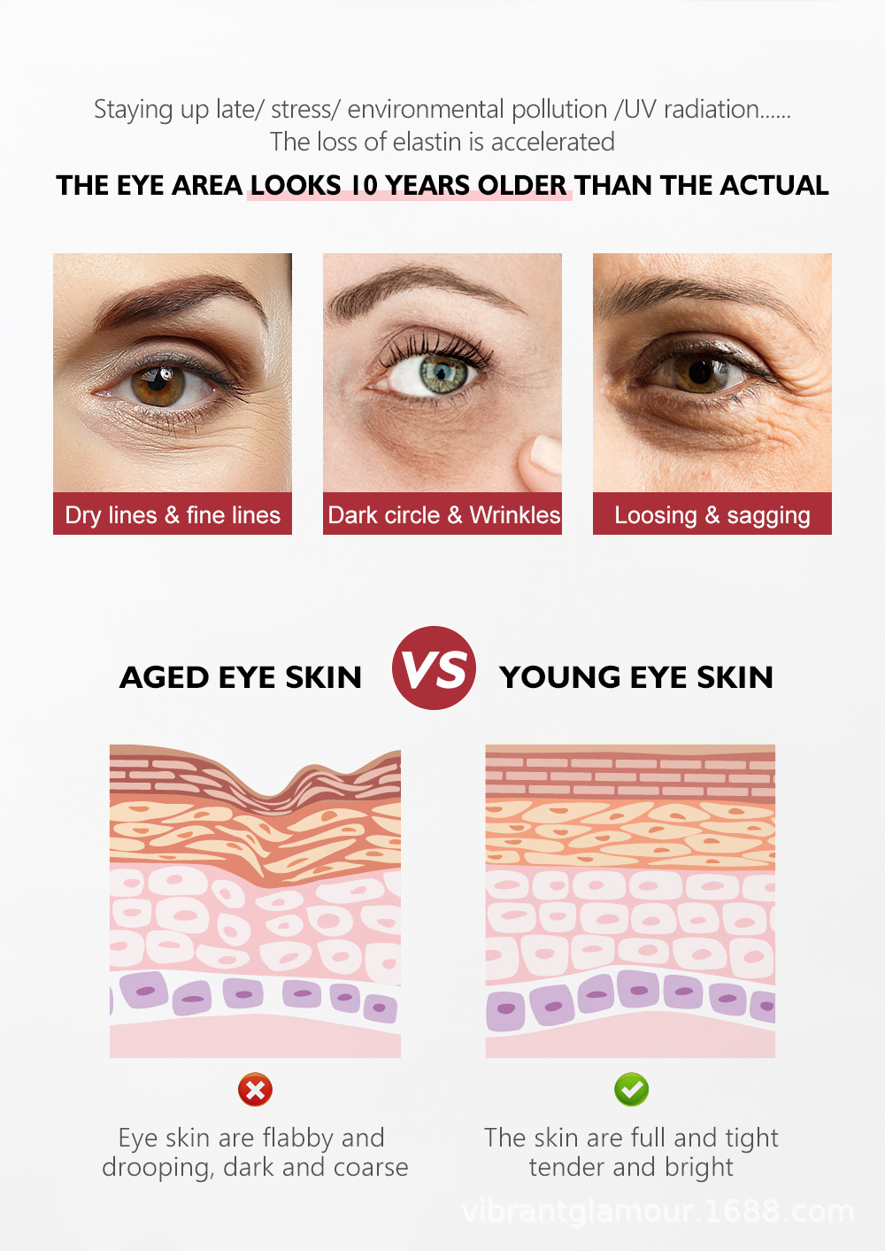 vibrant glamour kem mắt vg retinol giảm quầng thâm mắt bọng mắt dưỡng ẩm chống nếp nhăn moisturizing anti-aging eye cream retion 10