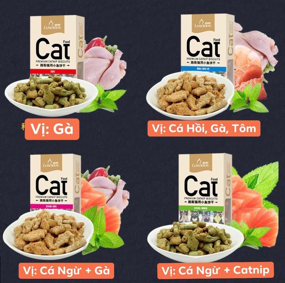 Bánh Thưởng Catnip Luscious Cho Mèo - Tốt Cho Hệ Tiêu Hóa Mèo - Tiêu Búi Lông - Tăng Tương Tác Mèo Và Chủ