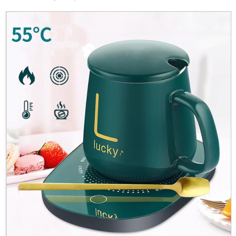 Bộ cốc hâm nóng đồ uống, cafe, pha trà hiệu Lucky kèm đế điện đa năng
