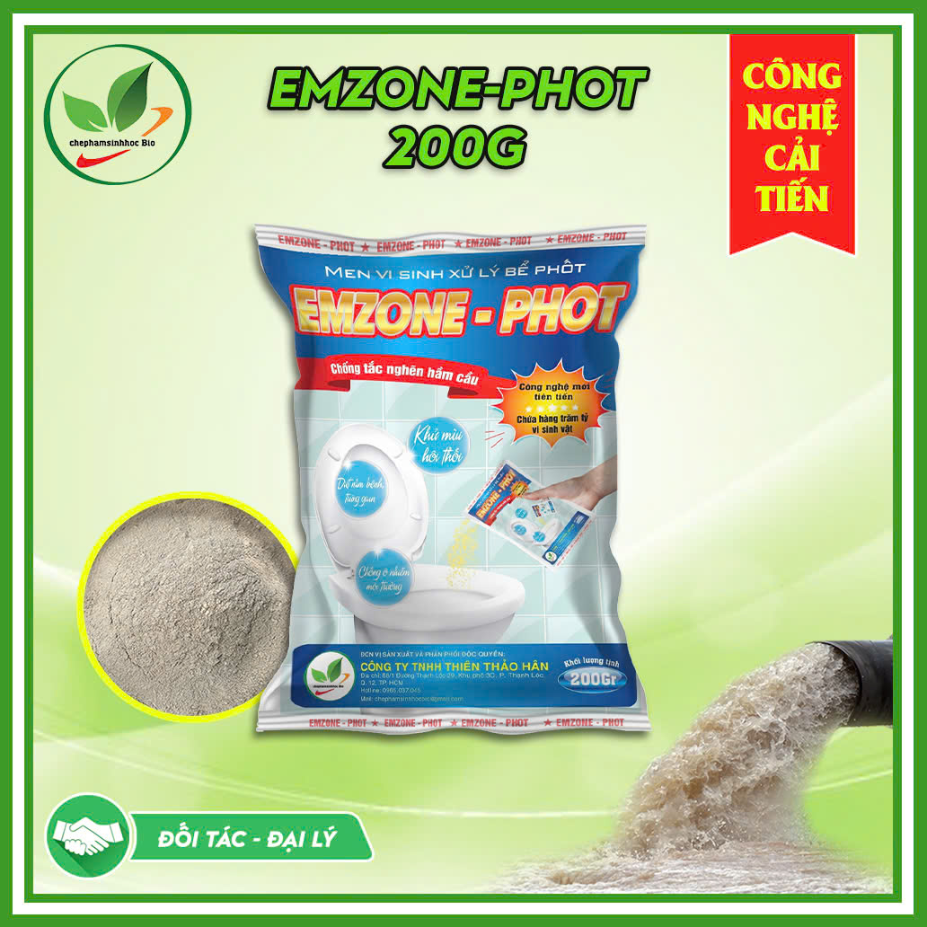 Men vi sinh EMZONE.PHOT 200gr, chống tắc nghẽn hầm cầu.