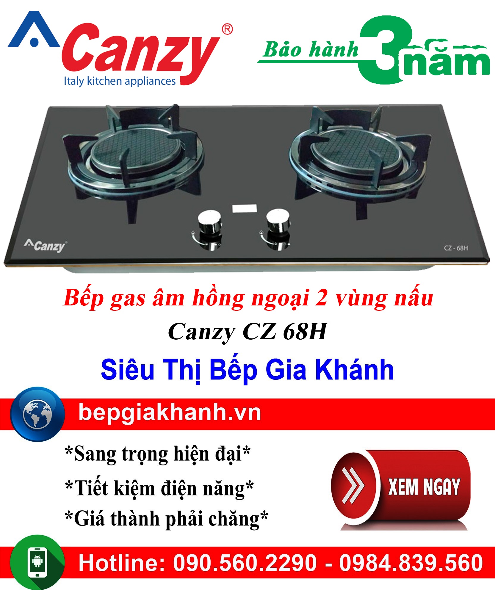 [HCM]Bếp gas âm hồng ngoại 2 vùng nấu Canzy CZ 68H, bếp gas, bếp gas đôi, bếp gas đơn, bếp gas âm, bếp ga, bếp ga đôi, bếp ga đơn, bếp ga âm, bep ga, bep gas