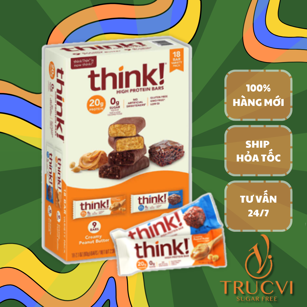 Set 18 Thanh Protein không đường Think! (eat clean, keto, gymer)