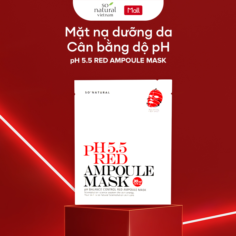 Mặt Nạ Cấp Ẩm Cân Bằng Da Cho Da Mụn, Sần Sùi So Natural PH 5.5 Red Ampoule Mask l Nhập Khẩu Chính Hãng Hàn Quốc