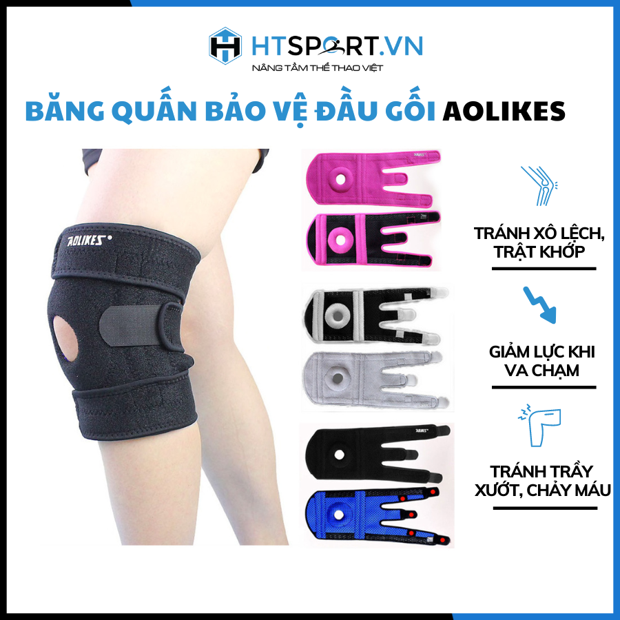 Bảo Vệ Đầu Gối, Băng Quấn Bó Gối Silicon Thủ Môn Đá Bóng Cầu Lông Bóng Chuyền Tập Gym Thể Hình Aolikes AL7912