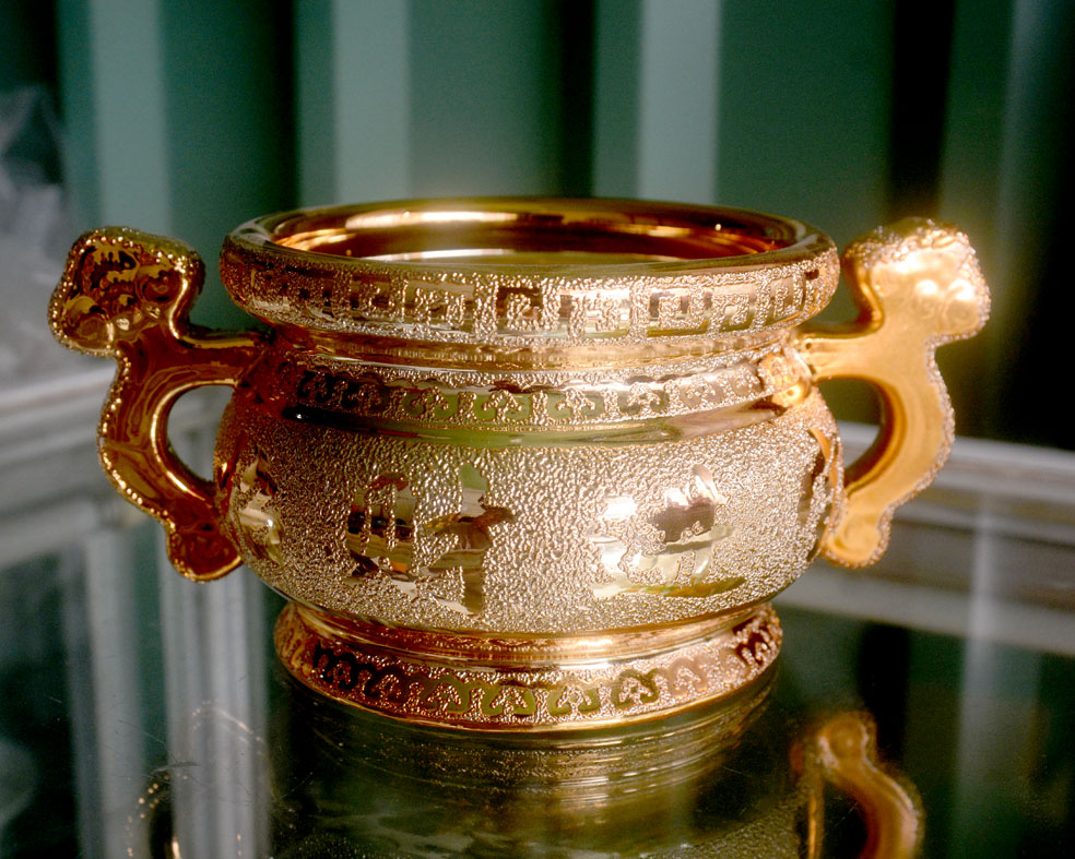 [HCM]Lư hương thờ cúng bàn thờ kim sa vàng có quai