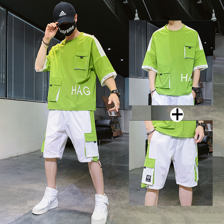 [ Free Ship Max ] Bộ Quần Áo Nam Mùa Hè Phối Túi HAG Kiểu Dáng GLẻ GLung Cá Tính Sành Điệu  GLAMOUR QA NAM GL097
