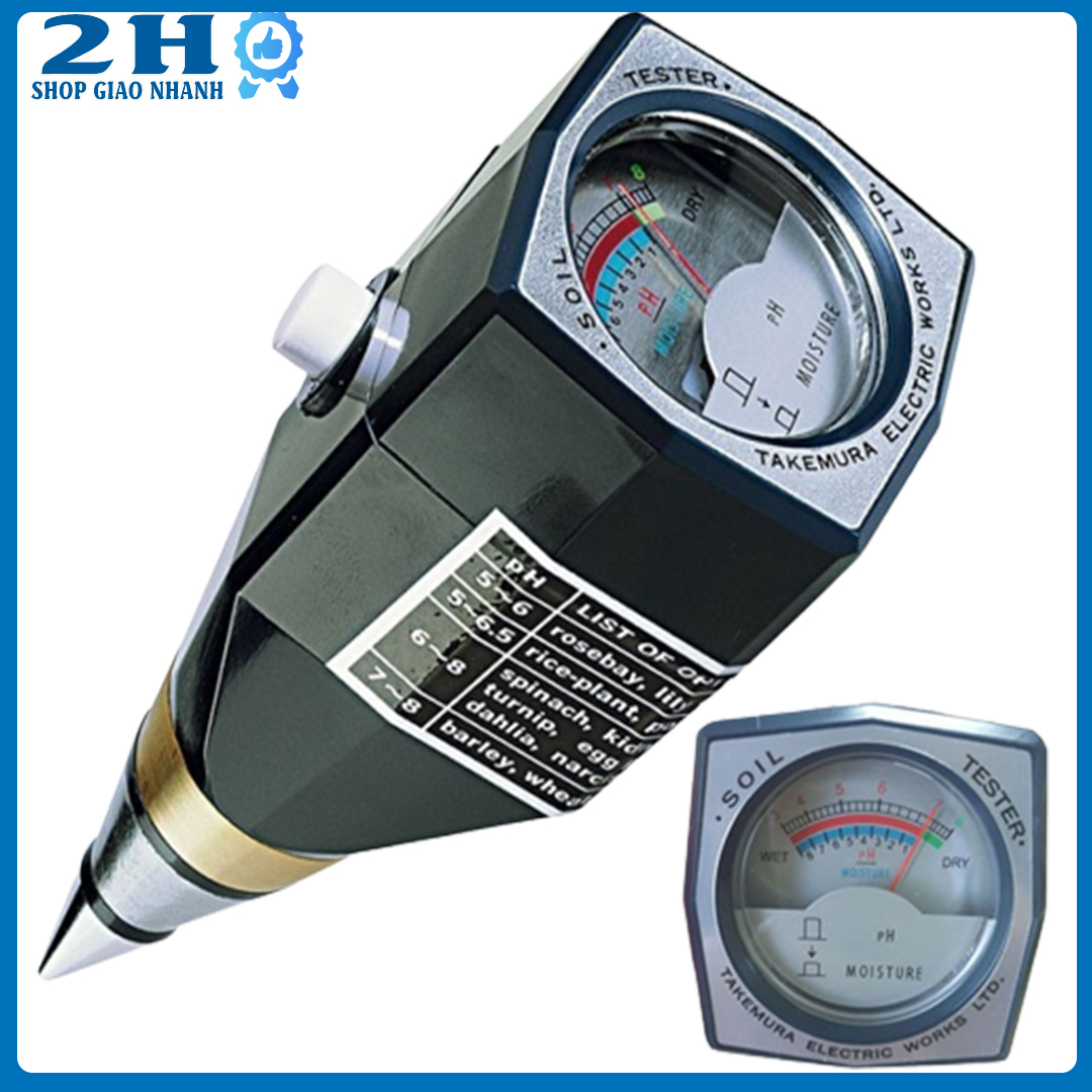 Máy đo PH đất Takemura DM15 đo độ Ph và độ ẩm đất dùng như đồng hồ đo cho vườn cây ăn trái, đất lúa, đất trồng cây nông nghiệp cây lâu năm