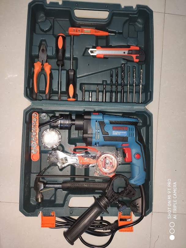 Bộ máy khoan BOSH GBS 13 và các phụ kiện, Madein  thailan, Công xuất 910W, 2800v/p.