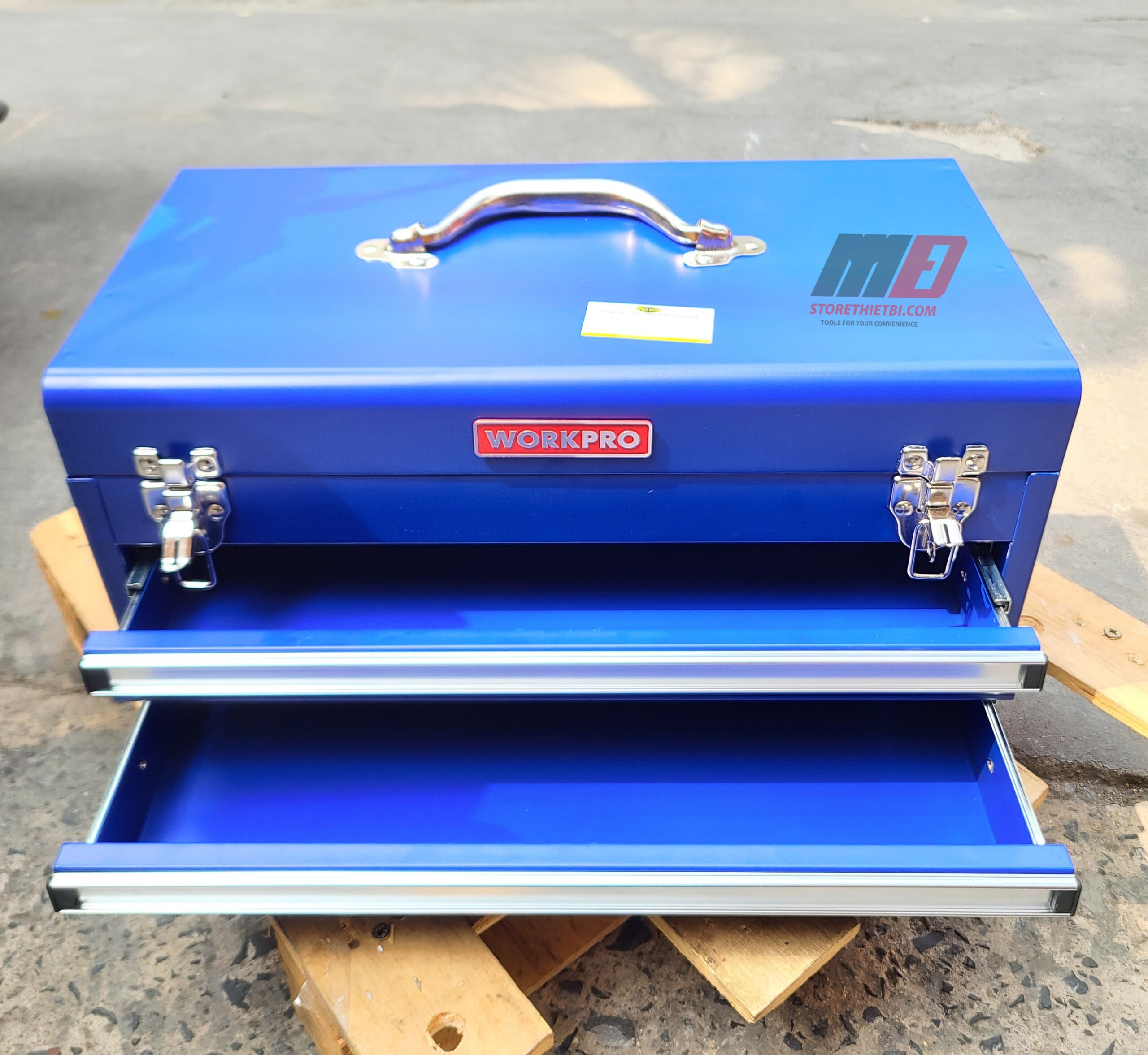 Wp282005 hộp công cụ 2 ngăn bẳng sắt màu xanh workpro